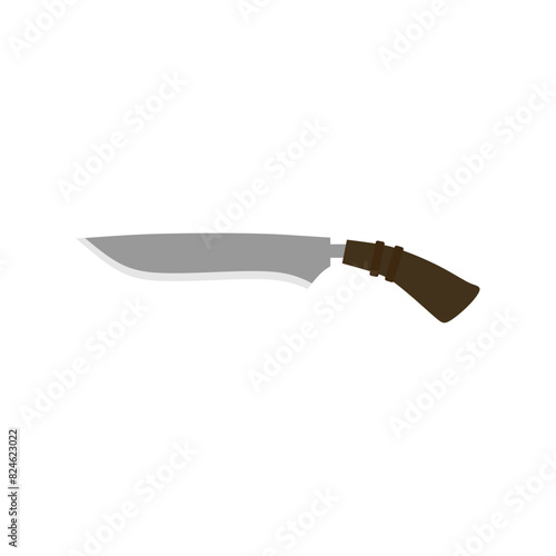 golok machete flat design vector illustration isolated on white background. Combat weapon blades, vector model types. Trapper sword and hunter knife blades. Protection concept. Warrior blades
