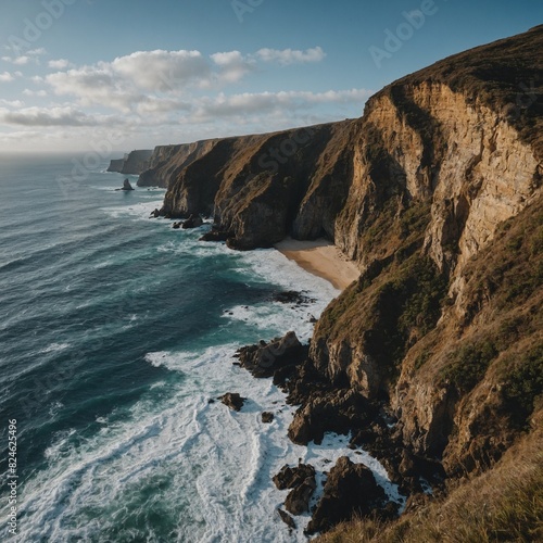 A majestic cliffside overlooking the ocean.