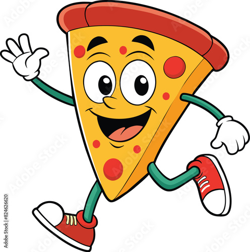 happy pizza cartoon character  photo