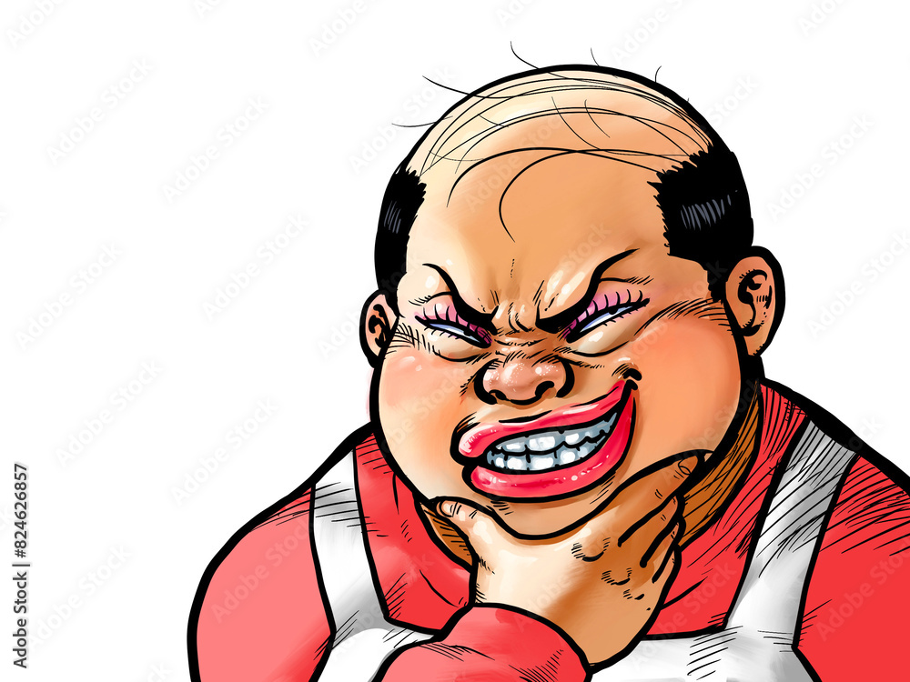 Obraz premium ニヤリと笑うおばさんのイラスト