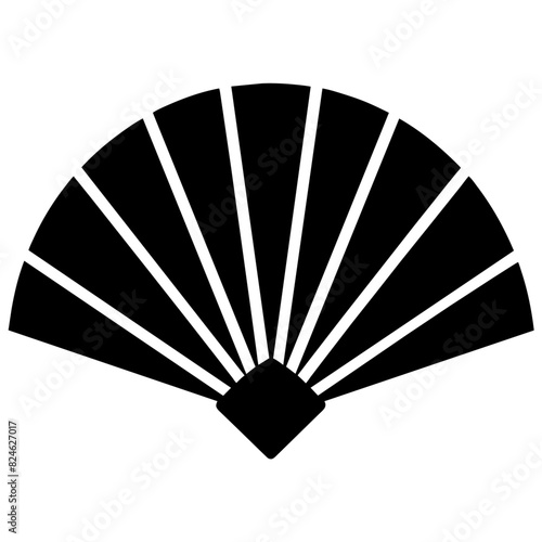 hand fan icon black color silhouette, white background