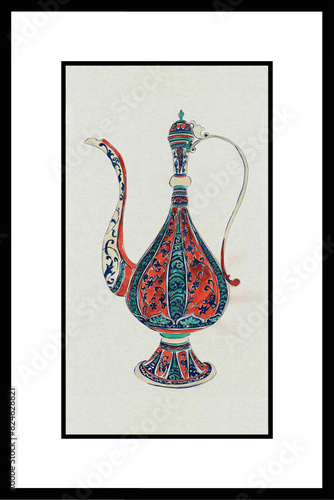 antique illustration wall art vase