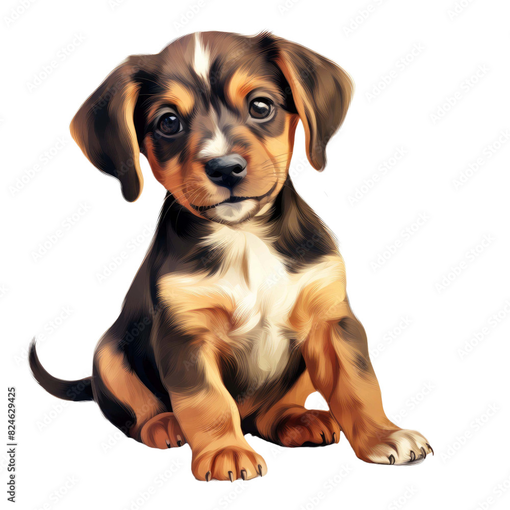 Cute dog isolated on a white transparent background Cute dog isolated on a white transparent background