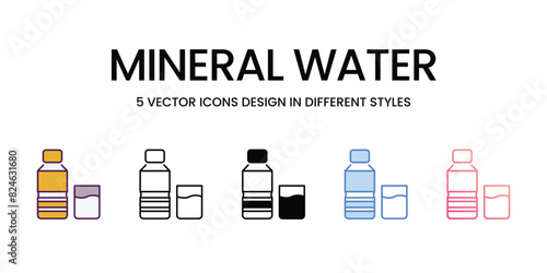 Mineral Water Icons different style vector stock illustration
