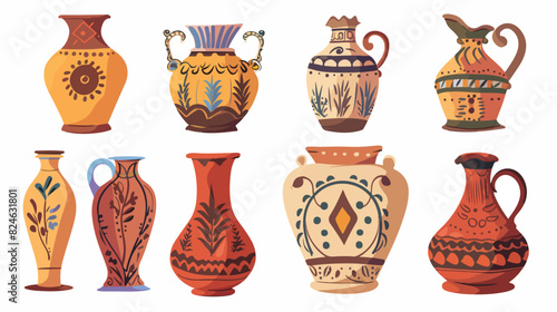 Cartoon antique jug. Ancient pitcher traditional orna