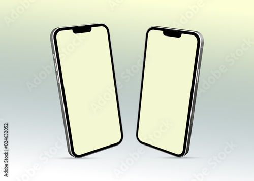 Modern and Realistic smartphone mockup. Device front view. 3D mobile phone with shadow. Realistic, high quality smartphone mockup for UI UX presentation. 