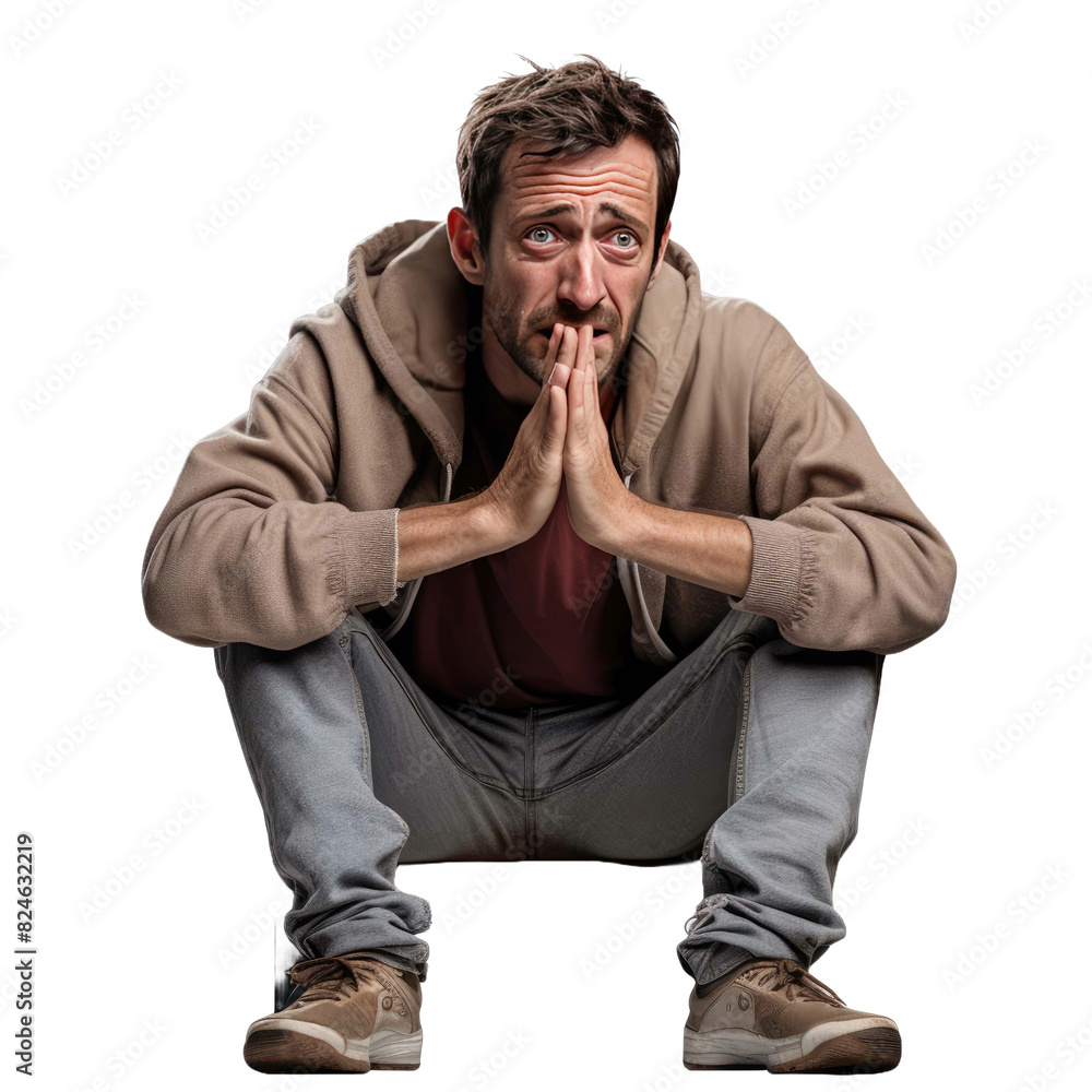Desperate man isolated on a transparent background Desperate man isolated on a transparent background