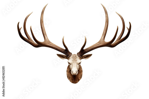 Majestic Deers Antlers Dance on White on a White or Clear Surface PNG Transparent Background.