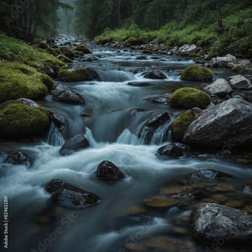 A cascading mountain stream.  