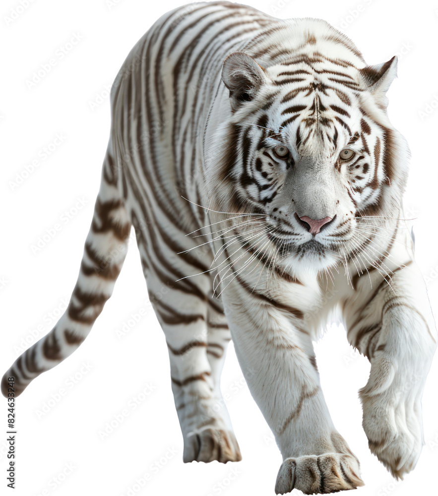 Obraz premium Full body shot of a white tiger , Generative Ai