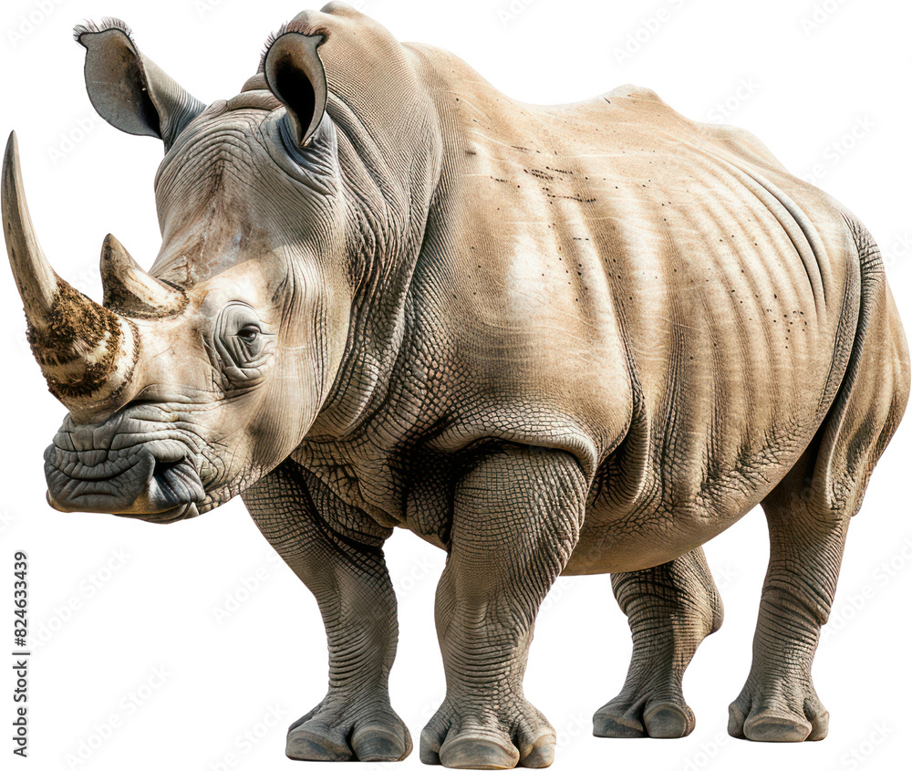 Obraz premium Full body shot of a rhinoceros , Generative Ai