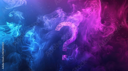 abstract, neon graphic in blue, purple and pink relating to frequently asked questions, Frozen abstract movement of explosion smoke ,Ink water splash. Color smoke,Esoteric explosion