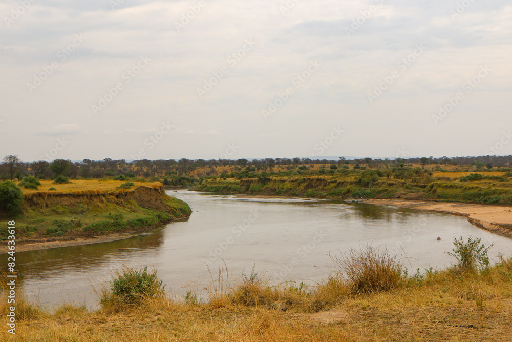 landscape with a river in Serengeti national park landscape with a river in Serengeti national park