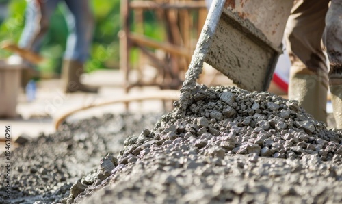 Concrete Pouring at Construction Site 