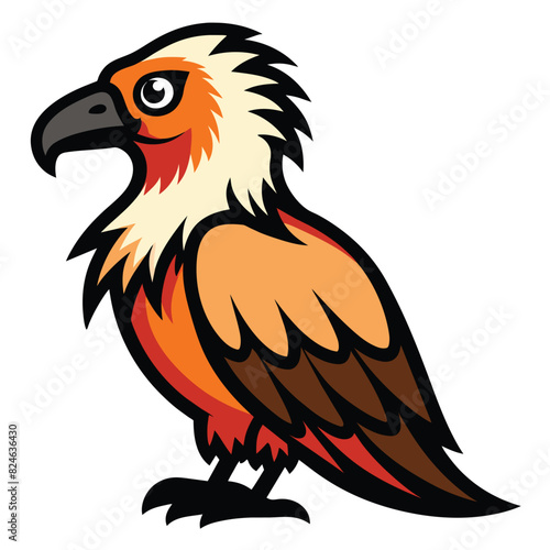 Solid color Bearded Vulture animal vector on white background