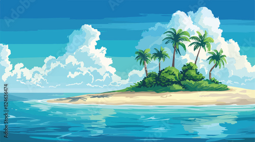 Cartoon island seaside in ocean. Islands seashore drawn