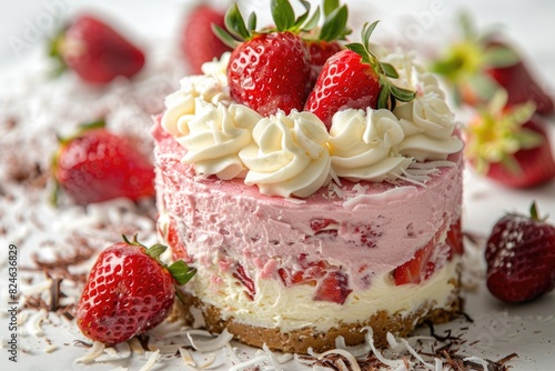 A fresh strawberry cake