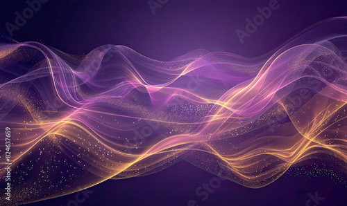 Elegant abstract design with fine gold lines forming a delicate grid on a dark purple background, Generate AI