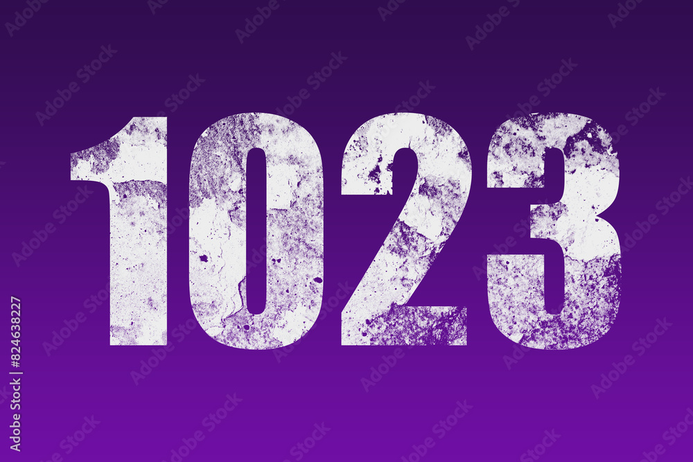 flat white grunge number of 1023 on purple background. flat white grunge number of 1023 on purple background.