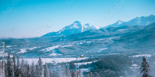 Panorama view of Zakopane, Poland seen from Gubalowka Mountain Station