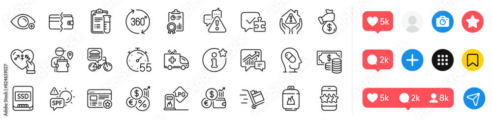 Genders, Coins banknote and Farsightedness line icons pack. Social media icons. Gas station, Inspect, Ssd web icon. Payment methods, Ambulance car, Medical analyzes pictogram. Vector Genders, Coins banknote and Farsightedness line icons pack. Social media icons. Gas station, Inspect, Ssd web icon. Payment methods, Ambulance car, Medical analyzes pictogram. Vector
