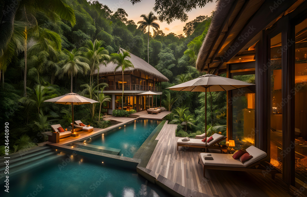 Tropical villa nestled in the middle of Rainforest with pool. Tropical villa nestled in the middle of Rainforest with pool.
