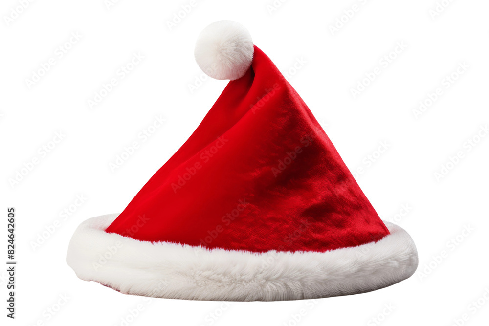 Crimson Frost: A Festive Hats Solitude on a White or Clear Surface PNG Transparent Background. Crimson Frost: A Festive Hats Solitude on a White or Clear Surface PNG Transparent Background.