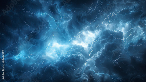 lightning in the night, stormy lightnig in the dark, lightning background, storm in the dark © Gegham