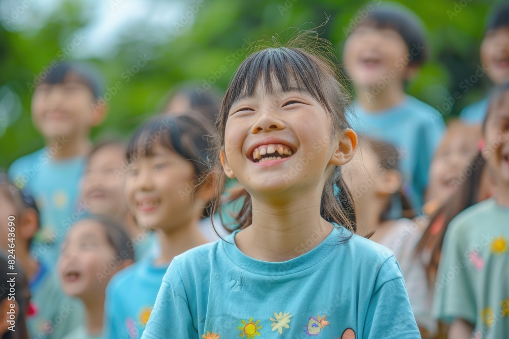 A group of happy elementary school students A group of happy elementary school students