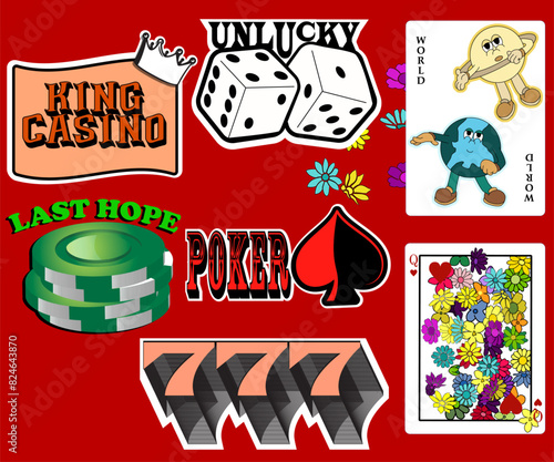 set casino  for stickers, labels and tags for your brand used in groceries, discounts and packaging