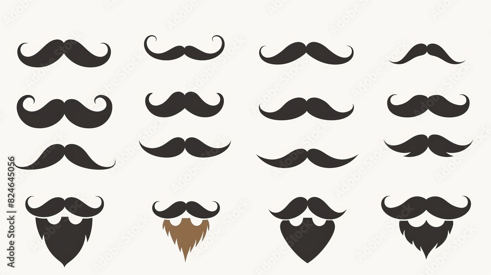 Flat design set of beard and mustache icons for web apps Flat design set of beard and mustache icons for web apps