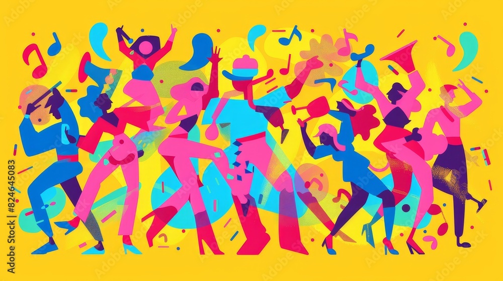 Dance people cartoon in abstract shapes. Great for character design, animation, stickers, etc. Dance people cartoon in abstract shapes. Great for character design, animation, stickers, etc.