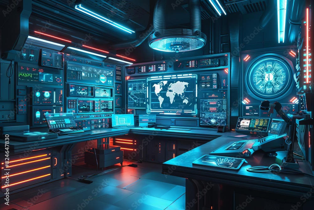 A high-tech lab with advanced equipment and holographic interfaces, glowing lights, futuristic, digital illustration A high-tech lab with advanced equipment and holographic interfaces, glowing lights, futuristic, digital illustration