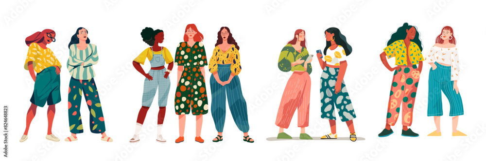 modern illustration vector, character image for social examples. beautiful woman in trendy clothes	
