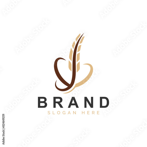 Wheat Grain for Bakery, Bread, Logo Design Vector Icon Illustration.