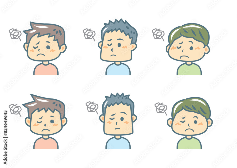 困る男性のイラストセット
