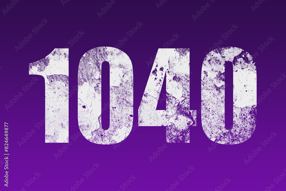 flat white grunge number of 1040 on purple background. flat white grunge number of 1040 on purple background.