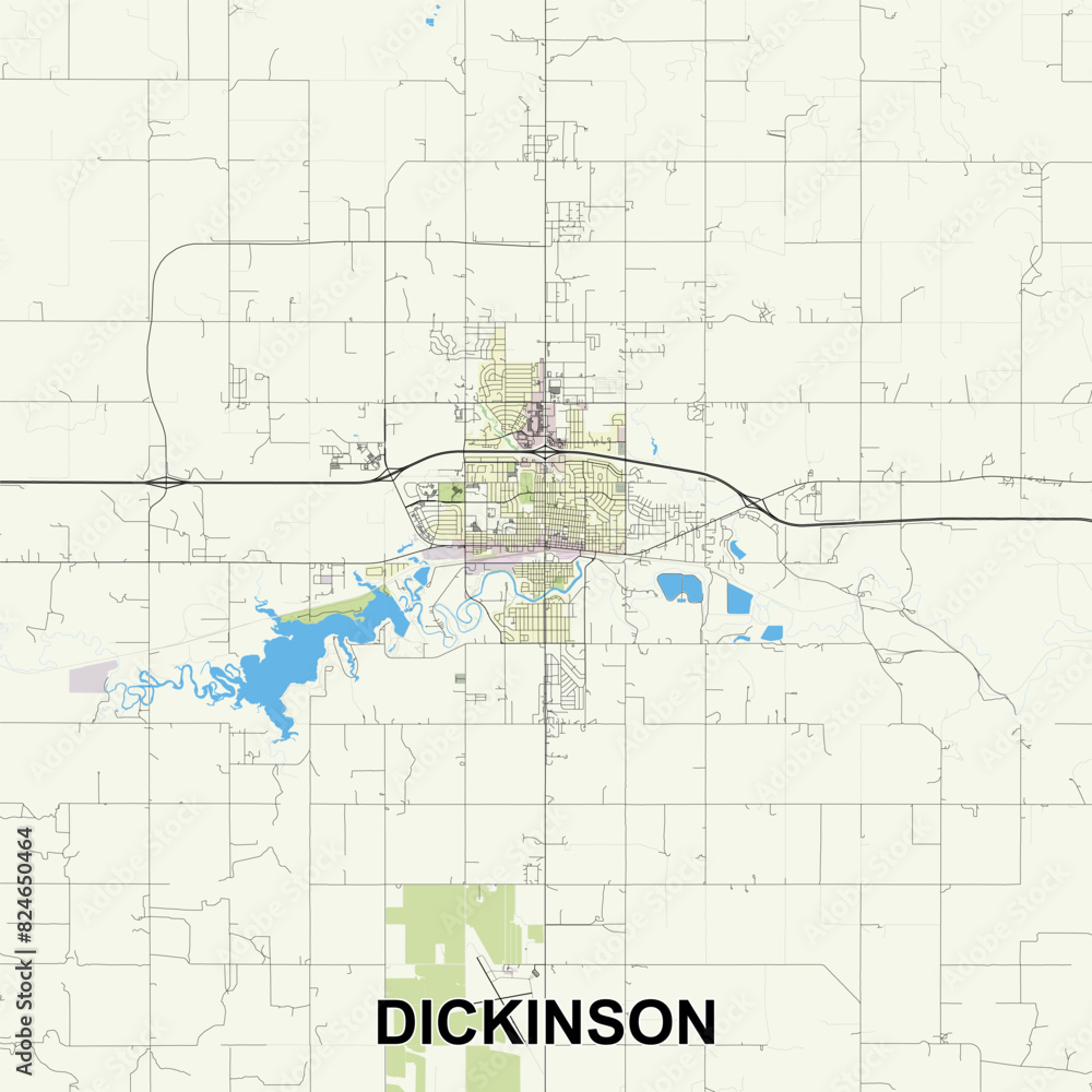 Dickinson, North Dakota, United States map poster art