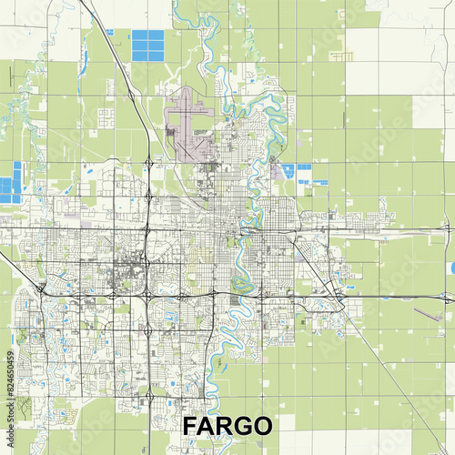 Fargo, North Dakota, United States map poster art photo