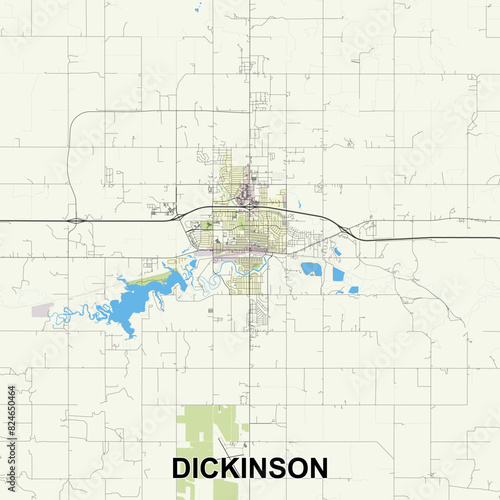 Dickinson, North Dakota, United States map poster art