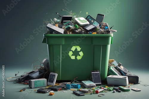 A recycle bin full of e waste as a concept of e waste management