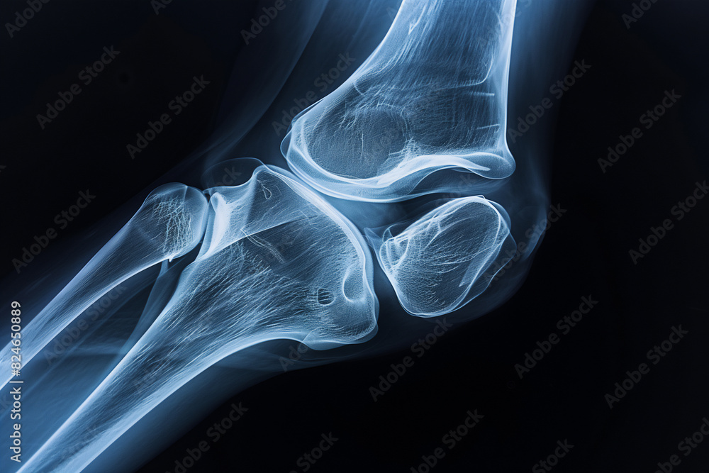 X-ray of a knee joint showing ligaments and bone alignment Stock Photo ...