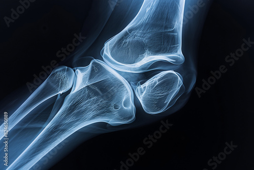X-ray of a knee joint  showing ligaments and bone alignment photo