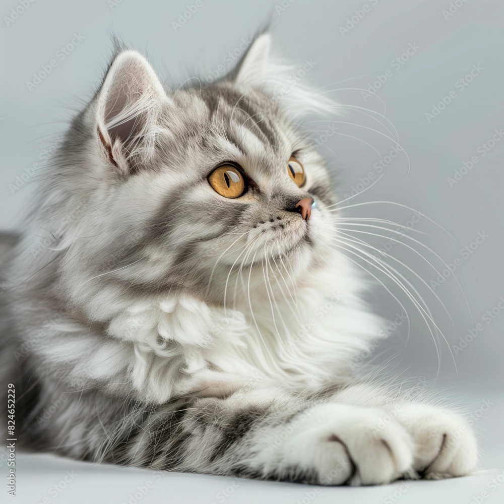 Fluffy Grey and White Cat Fluffy Grey and White Cat