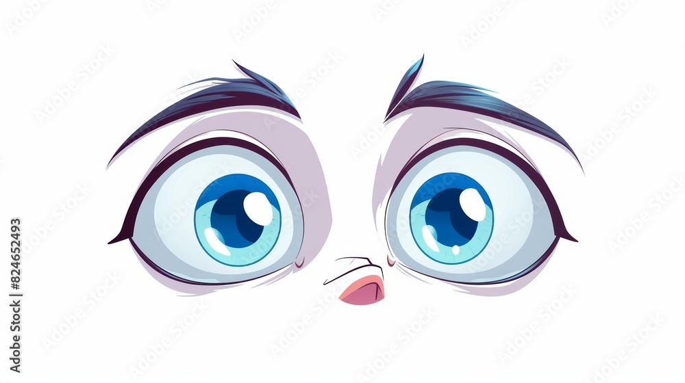 Human cartoon face with blinking eyeball. Modern illustration on white background. Human cartoon face with blinking eyeball. Modern illustration on white background.