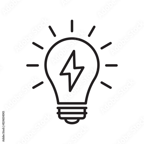 The light bulb icon, full of ideas and creative thinking, analytical thinking for processing. Outline symbol illustration.