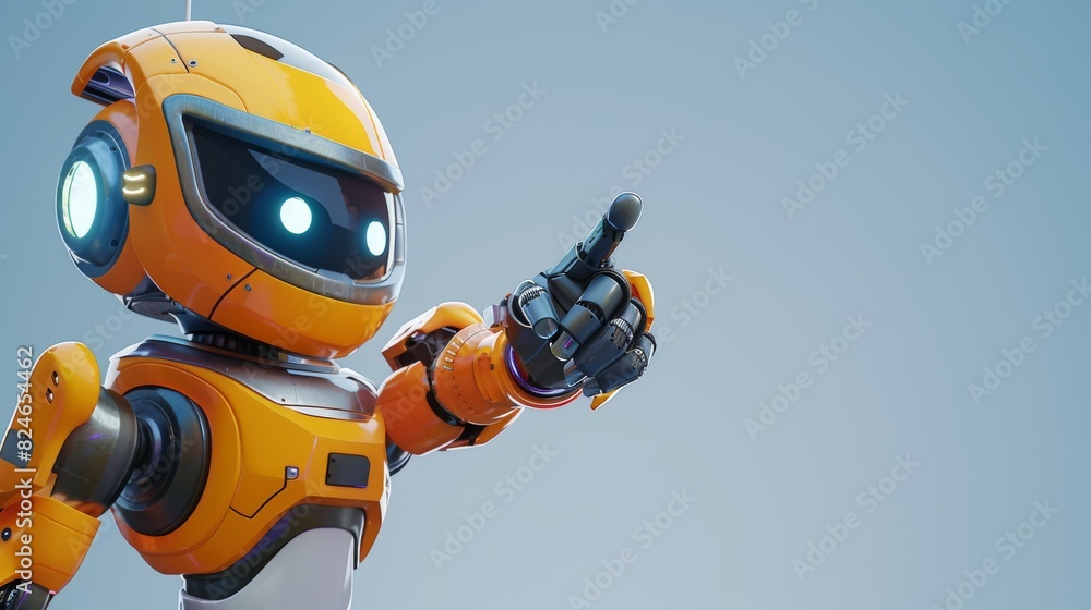 This is an AI generated image of a cute robot pointing at space. This is an AI generated image of a cute robot pointing at space.