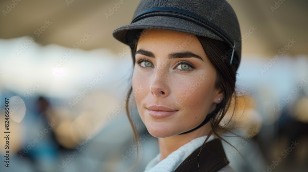 A woman wearing a black hat and white shirt A woman wearing a black hat and white shirt