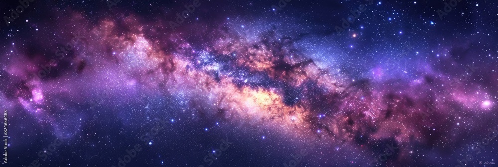 Space. Panoramic View of Milky Way Galaxy with Stars and Cosmic Dust in the Universe