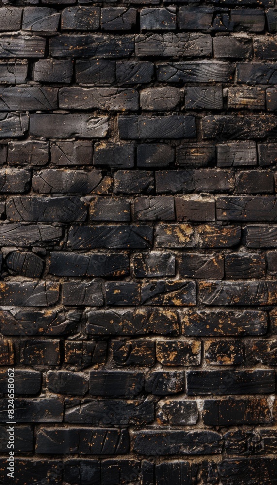 Black brick wall texture. Brickwork background for design. Vertical brick surface Black brick wall texture. Brickwork background for design. Vertical brick surface